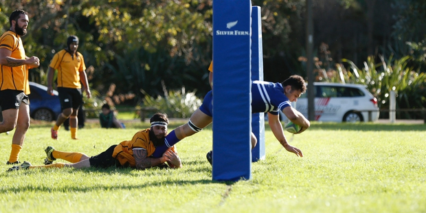 Braydon Pompey scored for Judea against Te Teko
BTG 17May16 - DIVE: Braydon Pompey scores for Judea against Te Teko on Saturday. PHOTO/MERLE SEELING