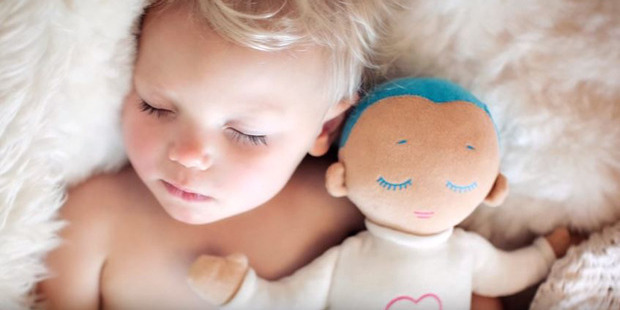 The dolls make breathing and heartbeat sounds, and are believed to have a range of benefits for babies. Photo / YouTube/Roro Care