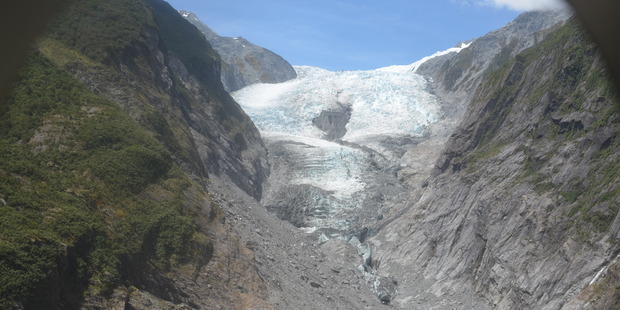 The images, taken at the end of summer in 2016, shows how Franz Josef Glacier has retreated 1.5km since 2011. Photo: Brian Anderson