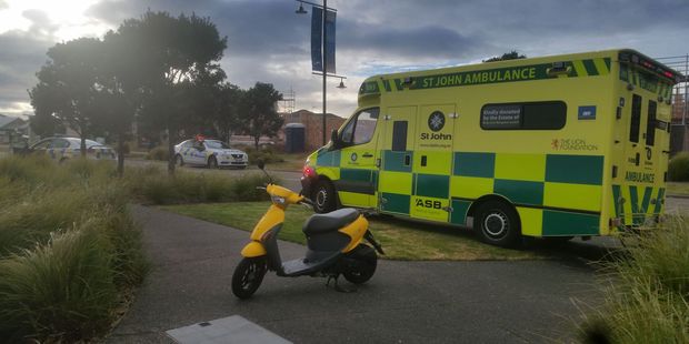 A car and a scooter have collided on the corner of Gloucester Rd and Coast Boulevard.