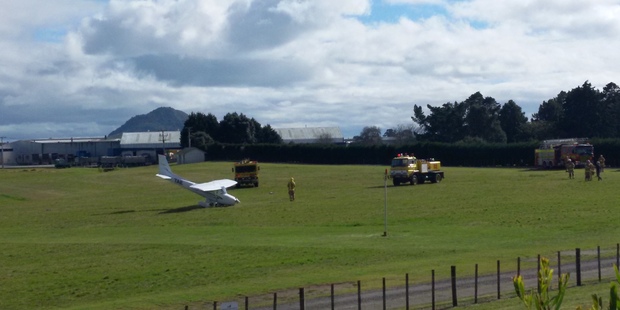 A Cessna on its nose after a crash landing at Tauranga Airport. Photo/Skyler Revell