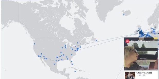 Facebook Live viewing people around the world. Photo / Facebook