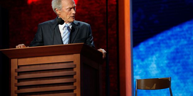 Actor Clint Eastwood talks to an empty chair during the 2012 Republican National Convention. Photo / Getty Images