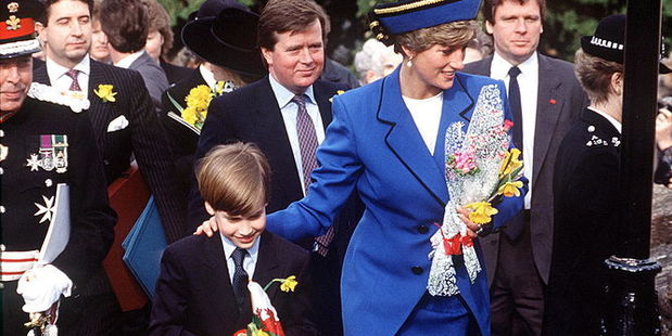 Princess Diana With her Son, Prince William and bodyguard Ken Wharfe. Photo / Getty Images