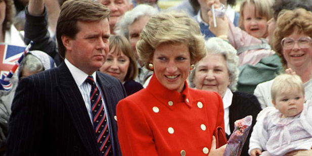 Princess Diana And her Bodyguard Ken Wharfe, Derbyshire. Photo / Getty Images