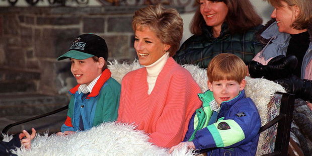 Princess Diana with Prince William and Prince Harry. Photo / Getty Images