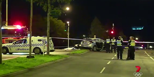 A 22-year-old Sydney woman was tragically killed when she was struck by a stolen rental car (pictured). Photo / Channel 7 / Supplied