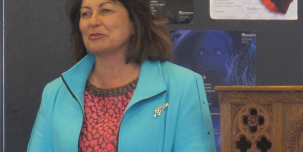 Education minister Hekia Parata talking at Whanganui City College. PHOTO/LIZ WYLIE