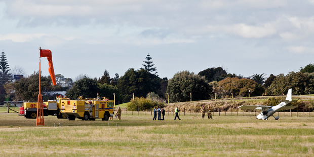A light plane is on its nose at Tauranga Airport. PHOTO/ANDREW WARNER
