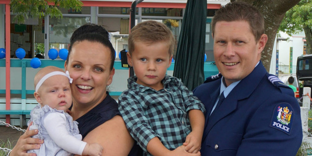 Sergeant Chris McDowell and family. Photo / Supplied