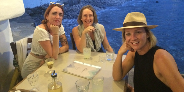 Hayley Holt (right) on holiday with friends in Greece. Photo / Supplied