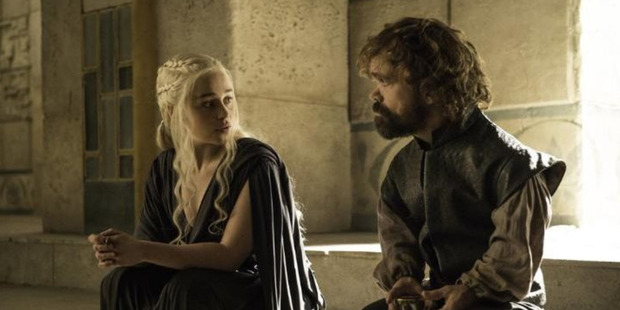 Emilia Clarke and Peter Dinklage in a scene from the final episode of Game of Thrones' sixth season. Photo / HBO