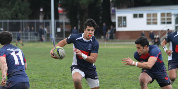 Tauranga Boys' College First XV captain Will Ngatai on attack against Hastings' Boys' at Nicholson Field on Saturday. Photo/Drops Photography