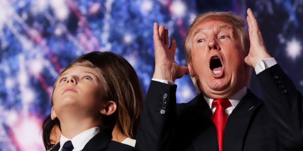 Republican presidential candidate Donald Trump, picture with his son Barron, has been slammed as "unfit" and "woefully unprepared" to serve in the White House. Photo / AP
