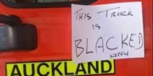 The note on the 'blacked' fire truck.