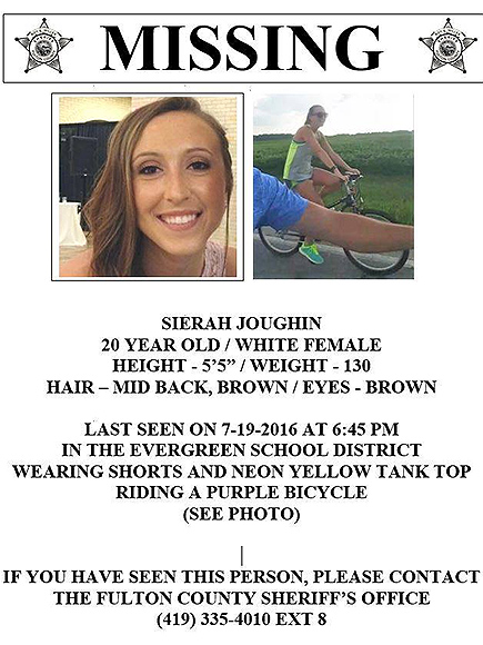 The missing poster in the hunt for Sierah.