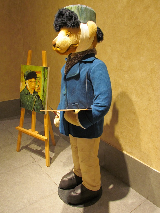 A teddy bear as Vincent van Gogh after he severed his ear, Teddy Bear Museum. Photo / Rod Pascoe