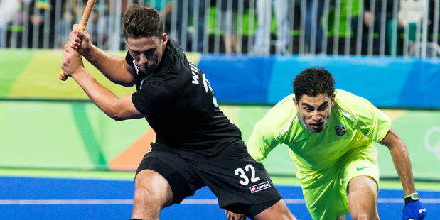 New Zealand's Nick Wilson fires off a shot at goal during the big win over Brazil. Photo / photosport.nz