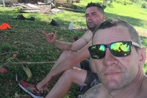 Eastern Institute of Technology (EIT) tutor Campbell Johnson (CJ), front and Dannevirke graduate James Gilbert (Cookie), in Vanuatu.