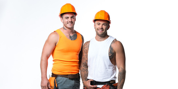 Team Orange's Dyls (27) and Dylz (25) from The Block NZ: Girls vs Boys.