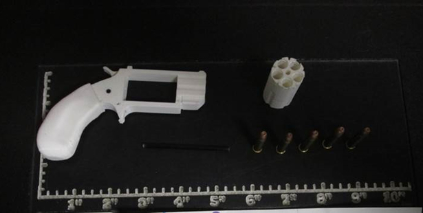 This photo, provided by the Transportation Security Administration shows a plastic replica revolver TSA agents recovered from a passenger's carry-on bag at Reno-Tahoe International Airport. Photo / AP