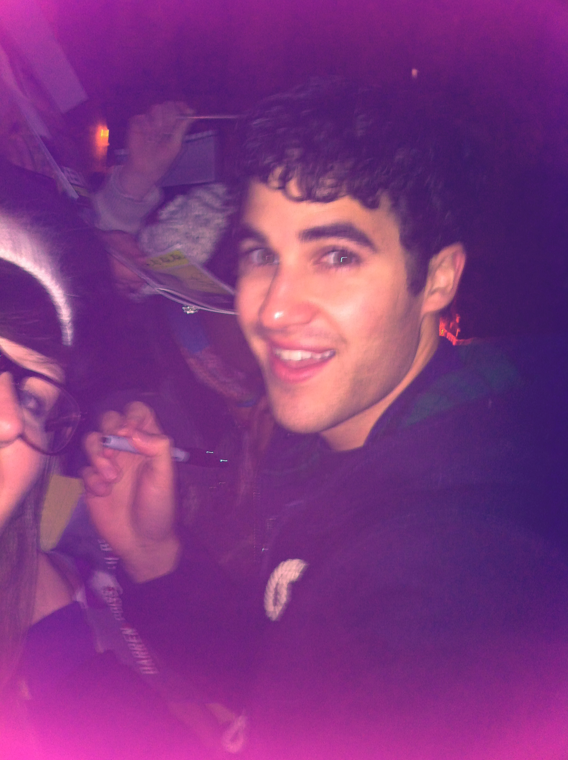 Rachel Bache being an embarrassing fan girl with actor Darren Criss, 2012.