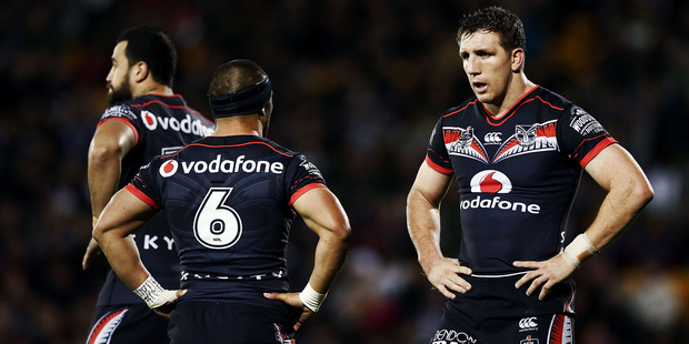 The Warriors were left dejected after a horror first half against the Rabbitohs. Photo / Getty