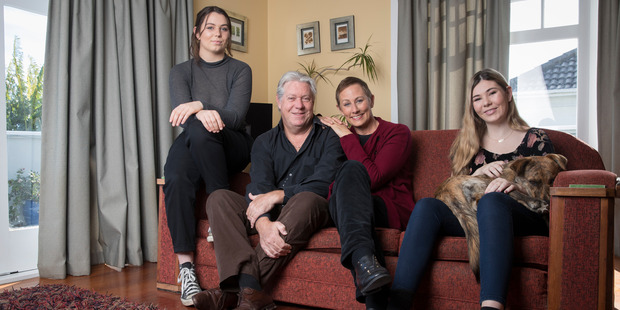 Leanne Pooley with her husband Dean, daughters Grace (left) and Ella,and dog Taavi. Photo / Greg Bowker