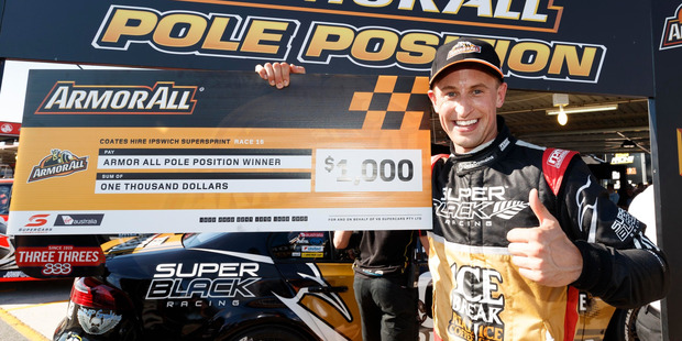 Kiwi V8 Supercars driver Chris Pither with his first pole position during the Coates Hire Ipswich SuperSprint. Photo / Edge Photographics