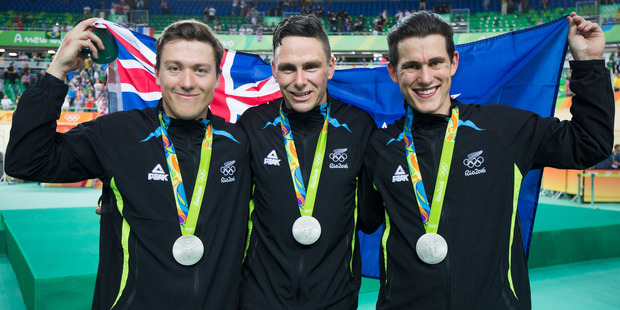 New Zealand's Ethan Mitchell, Eddie Dawkins and Sam Webster picked up silver in the mens sprint. Now Webster is studying up ahead of one-on-one competition. Photo / AP