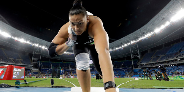 New Zealand's Valerie Adams competes in the final of the women's shot put. Photo / AP