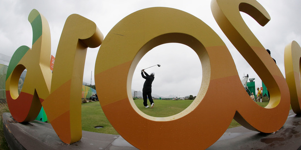Ricardo Gouveia of Portugal, tees of on the 15th hole during a practice round. Photo / AP