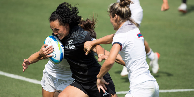 TAKING CONTACT: New Zealand's Portia Woodman in action during the women's sevens competition at Rio. Photo/Photosport.nz
