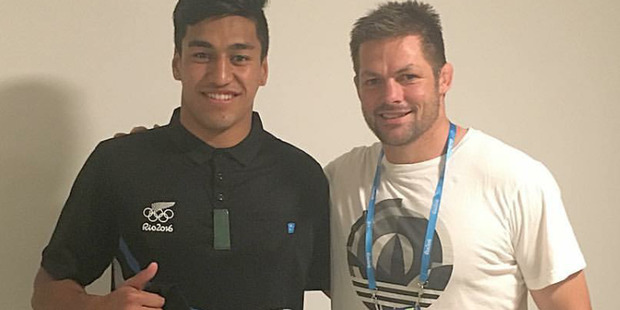 Rieko Ioane and Richie McCaw. Photo / Getty
