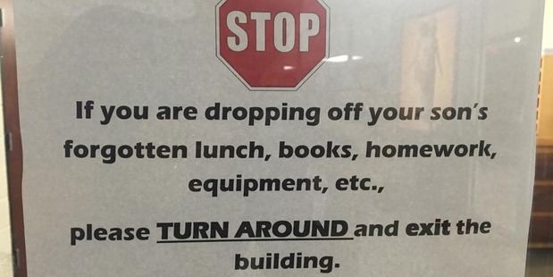 Catholic High School for Boys, in North Little Rock, Arkansas, shared a photo of its own door sign on August 10 to Facebook.