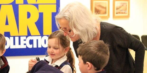 BNZ heritage manager Barbara Allen creating self portraits with a group of children from St Joseph's School last week.