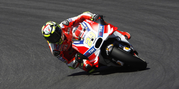 Italy's Andrea Iannone of the Ducati Team takes a curve at the Austrian MotoGP. Photo / AP