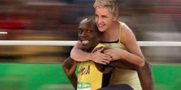 This image posted online by Ellen DeGeneres has landed the talk show host in trouble, with some viewers deeming it racist. Photo/Twitter