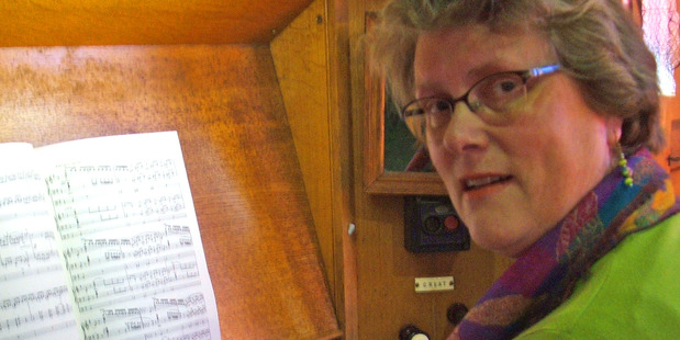 Margaret Thompson at the St Stephen's Church organ.