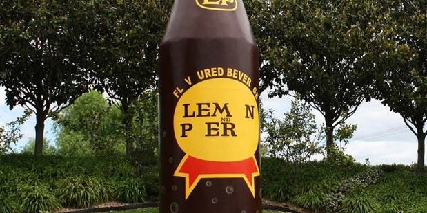 A digitally altered photograph of the famous L&P bottle in Paeroa shows support for the New Zealand Blood Service campaign. PHOTO/SUPPLIED