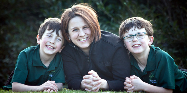 BLOOD: When Karen Wood gave birth for the second time on February 18, 2009, her placenta did not come out. Pictured with her sons Lincoln, 9 (left) and Noah, 7. PHOTO/Andrew Warner.