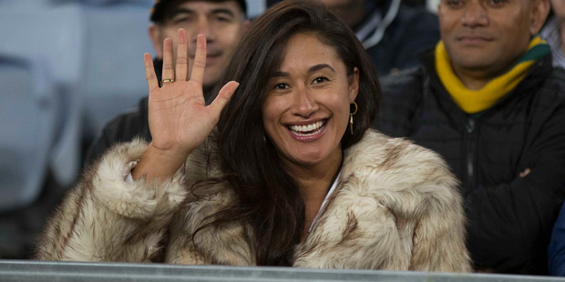 Maria Tutaia watches her boyfriend Israel Folau during tonight's Rugby Championship opening game between the All Blacks and the Wallabies in Sydney. Photo / Brett Phibbs