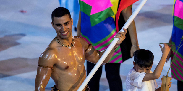 Tongan taekwondo champ Pita Taufatofua led his team in the Grand Opening of the Rio Olympic Summer Games 2016. PHOTO/SUPPLIED