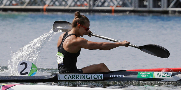 New Zealand's Lisa Carrington paddles for bronze during women's kayak single 500m final during the 2016 Summer Olympics. Photo / AP.
