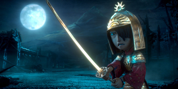 Kubo (voiced by Art Parkinson) faces off against the vengeful Moon King in Kubo and the Two Strings. Photo / LAIKA / Focus Features
