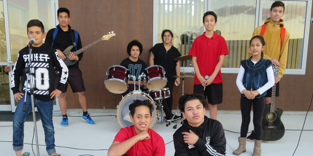 Far North's Got Talent contestants Kees Cherrington (back left), Waimaru Snowden, Te Manawanui Tawhara Crown, Jackie Lee Natana, Te Hauroa Tawhara Crown, Kapowairua Waitai and Aiden Snowden. In front - Jedidiah Hita and Tawiti Harrison. Photo / Francis Malley