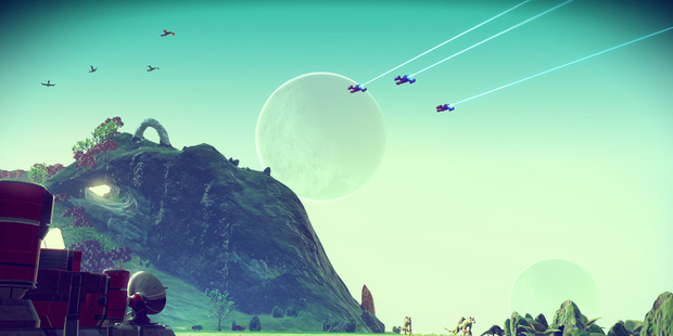 A scene from No Man's Sky, a new Playstation 4 game.