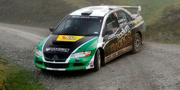 TOP CLASS: David Holder in title-winning form action at the Rally of Gisborne in his Mitsubishi Lancer Evo8. PHOTO/GEOFF RIDDER
