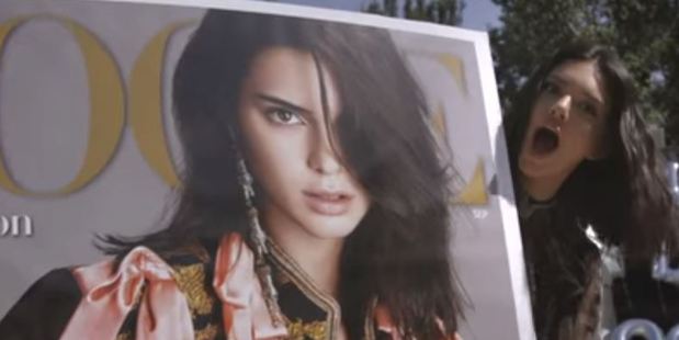 Vogue fans have taken to social media to condemn the magazine for selecting reality TV star Kendall Jenner as their cover girl. Photo / YouTube, Vogue
