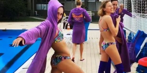 Anna Voloshyna's pre-practice 'striptease' has gone viral. Photo / Instagram